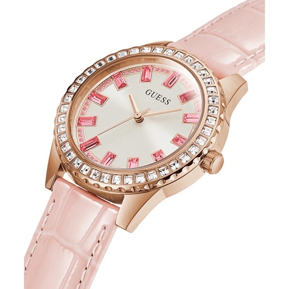 New GUESS SPARKLING PINK LIMITED EDITION 38MM PINK GENUINE LEATHER WATCH main image 12